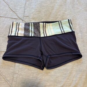 Lululemon Athletica Black Shorts with Striped Waistband